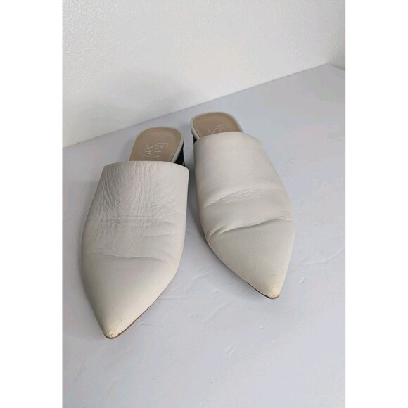 Franco Sarto Visa Mule Heel Slip On Pointed Toe White Leather Womens - Sz 7M - Picture 4 of 9